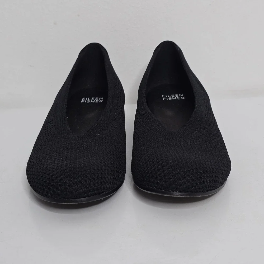 Eileen Fisher Ballet Flats‎ 6.5 Black Woven Knit Stretch Mesh Minimalist Shoes